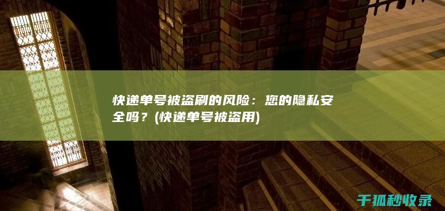 快递单号被盗刷的风险：您的隐私安全吗？ (快递单号被盗用)