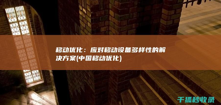 移动优化：应对移动设备多样性的解决方案 (中国移动优化)
