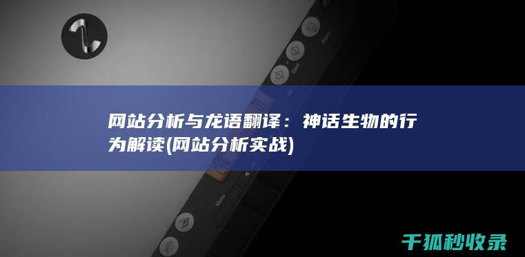 网站分析与龙语翻译：神话生物的行为解读 (网站分析实战)
